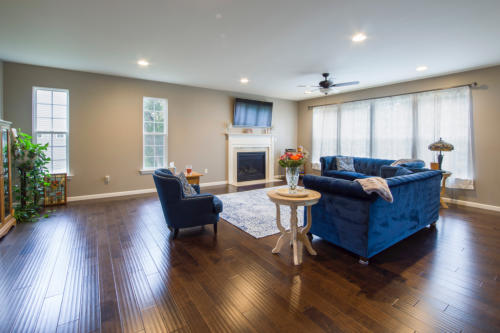 a picture of the hardwood floors we installed in a new home we built in Monkey Island OK